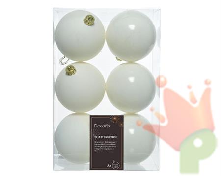 PALLINE DI NATALE BIANCO LANA 8 CM CONFEZIONE 6 PZ