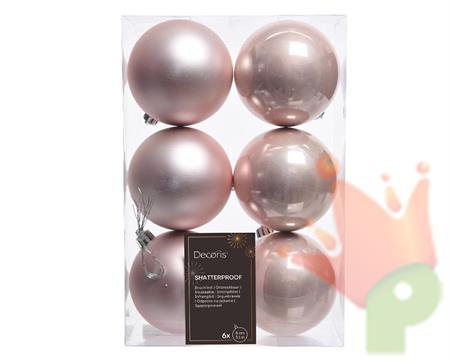 PALLINE DI NATALE ROSA CIPRIA 8 CM CONFEZIONE 6 PZ