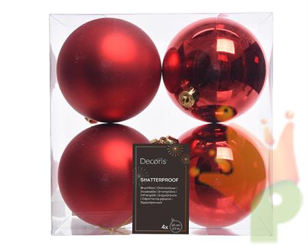PALLINE DI NATALE ROSSE 10 CM CONFEZIONE 4 PZ