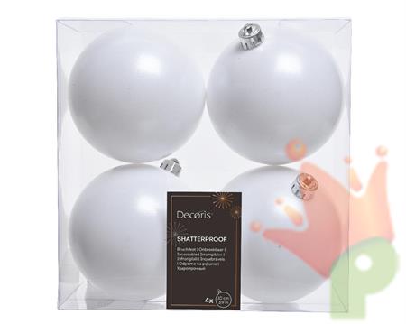 PALLINE DI NATALE BIANCHE 10 CM CONFEZIONE 4 PZ