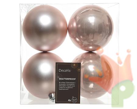 PALLINE DI NATALE ROSA CIPRIA 10 CM CONFEZIONE 4 PZ