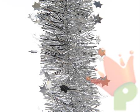 GHIRLANDA ARGENTO 10CM X 2,70CM CON STELLE METALLIZZATO