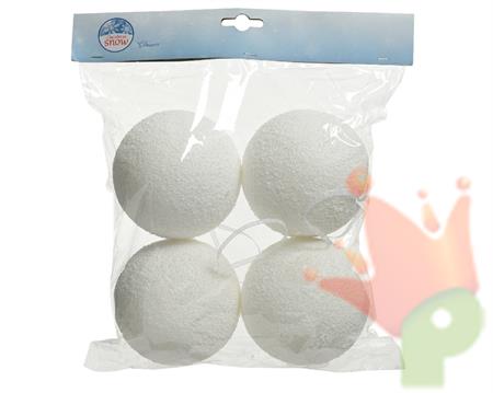 PALLINE DI NATALE POLISTEROLO BIANCHE 10 CM 4 PZ