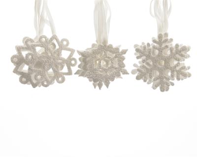 snowflake hanger w ribbon 3ass PENDENTE FIOCCHI DI NEVE 8 CM