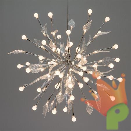 RAMO ARGENTO FIREBALL SFERE E FOGLIE 100LED CLASSIC 5MM LUCE FIS