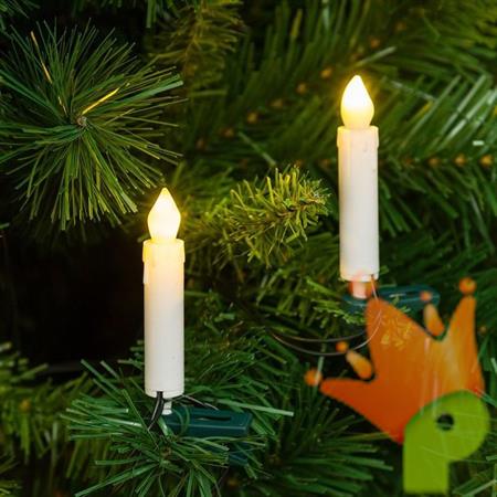 CATENA 20 CANDELINE H.10CM AVORIO PER ALBERO CON CLIP LED CLASSC