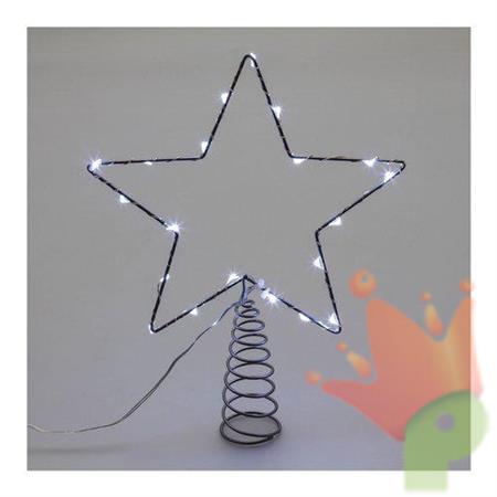 PUNTALE STELLA D.20CM TELAIO FILO ARGENTO 20 MICROLED BIANCO 1.5