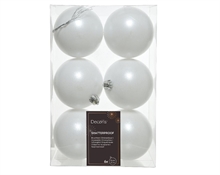 PALLINE DI NATALE BIANCHE 8 CM CONFEZIONE 6 PZ