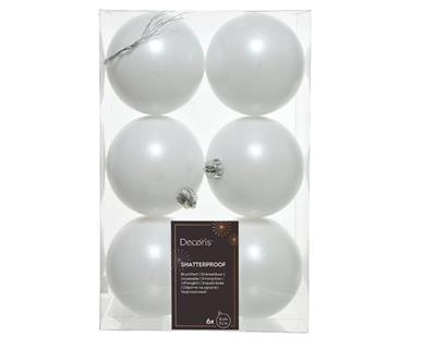 PALLINE DI NATALE BIANCHE 8 CM CONFEZIONE 6 PZ