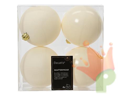 PALLINE DI NATALE BIANCO LANA 10 CM CONFEZIONE 4 PZ