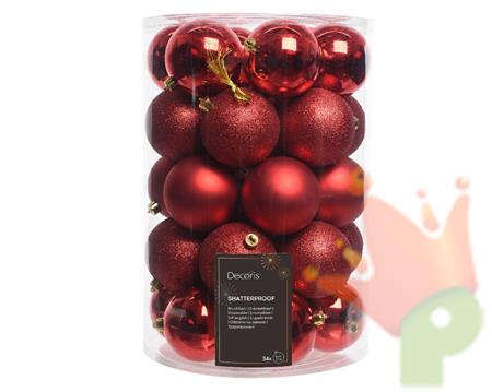 PALLINE DI NATALE ROSSE ASSORTITE 8 CM 34 PZ