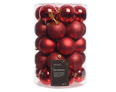 PALLINE DI NATALE ROSSE ASSORTITE 8 CM 34 PZ