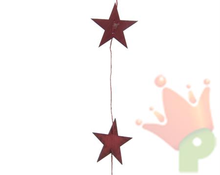 PENDENTE IN LEGNO CON STELLE ROSSO 130CM