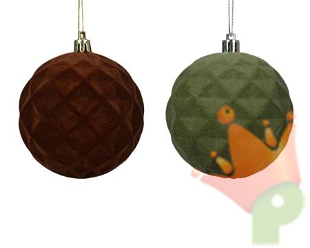 PALLINA DI NATALE MARRONE/VERDE 8 CM 1 PZ ASSORTITO