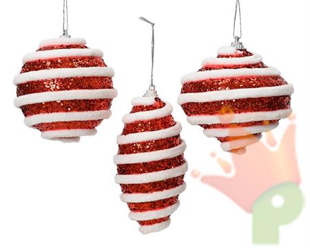 PALLINA DI NATALE ROSSO GLITTER 3 ASSORTITE
