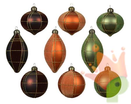 PALLINA DI NATALE MARRONE/VERDE VELLUTATA 9 ASS