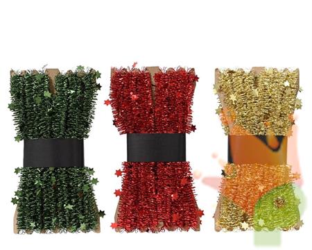 GHIRLANDA CON STELLINE ROSSO/ORO/VEDE 270 CM 1 PZ ASSORTI