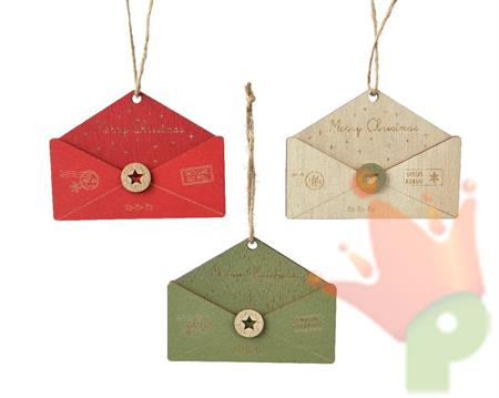 PENDENTE LETTERA MERRY CHRISTMAS IN LEGNO 3 COL ASS