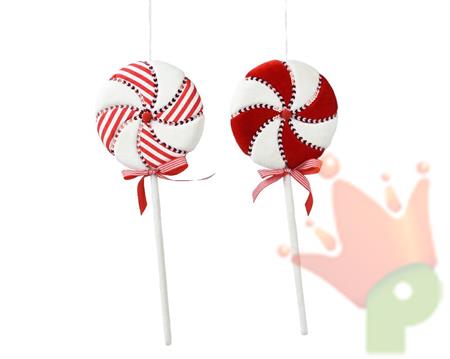 LOLLIPOP VELLUTATO BIANCO ROSSO H.63X26 CM 2 ASS