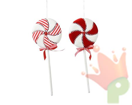 LOLLIPOP VELLUTATO  BIANCO ROSSO H.44X19CM 2 ASS