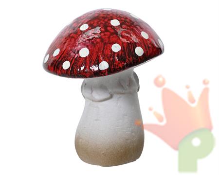 FUNGO BIANCO ROSSO IN TERRACOTTA H.8,4 CM