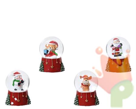 PALLA DI NEVE FIGURE NATALIZIE IN POLIRESINA 4,5 CM 1 PZ ASS