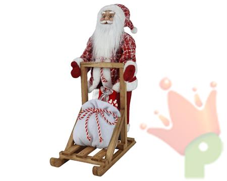 BABBO NATALE CON SLITTINO E SACCO H48X38X21 CM