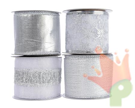 NASTRO ARGENTO DECORATO IN POLYESTERE 2,70M