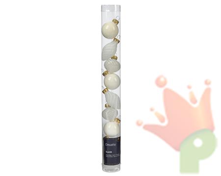 PALLINE DI NATALE FIGURE ASSORTITE BIANCO LANA 3CM 9PZ