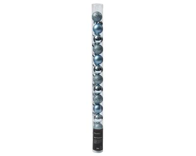 PALLINE DI NATALE BLUE ICE LUCIDE OPACHE GLITTER 3 CM 14 PZ