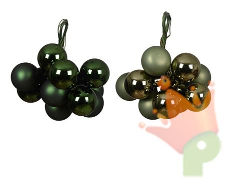 GRAPPOLO 10 PALLINE VERDE LUCIDO/OPACO 2 CM 1 PZ ASSORTITO