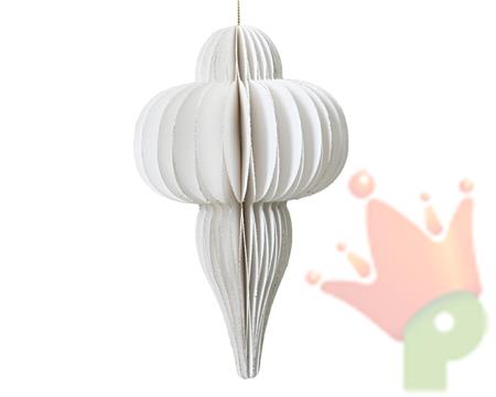 PENDENTE ORNAMENTO IN CARTA NIDO D'APE BIANCO H.15X9 CM