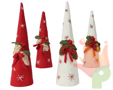 CONO NATALIZIO IN LANA DECORATO 14XH50 CM COLORE ASSORTITO