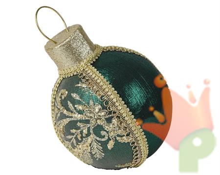 DECORAZIONE PALLINA VERDE PIZZO ORO H.22CM