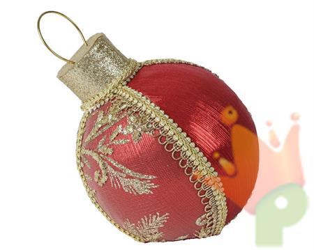 DECORAZIONE PALLINA ROSSO PIZZO ORO H.22CM