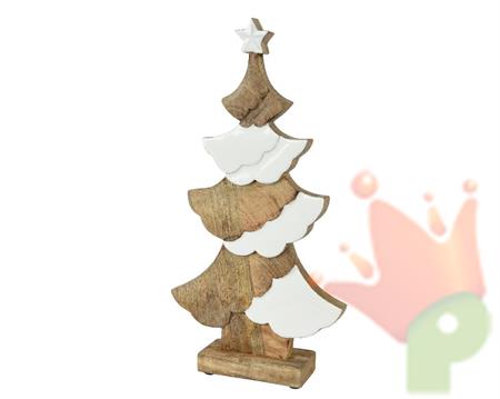 ALBERO IN LEGNO CON BASE NATURALE/BIANCO  H.29 CM