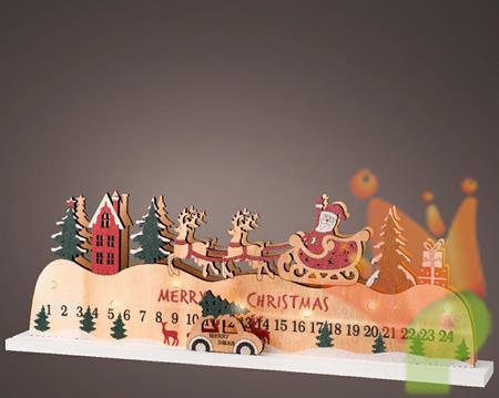 CALENDARIO DELL'AVVENTO BABBO NATALE SU SLITTA CON LED