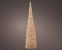 CONO LUMINOSO IN VIMINI 80 LED BIANCO CALDO H.60X18 CM