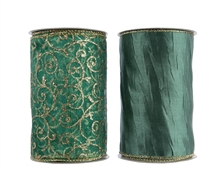 NASTRO VERDE CON DECORI ORO 2 ASS. 12,8X270CM