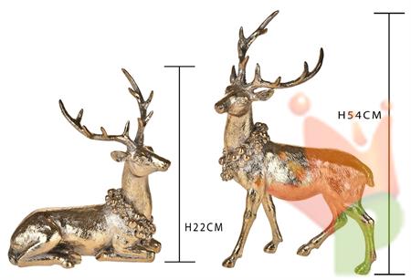 RENNE IN RESINA ORO H.22 CM 1 PZ ASSORTITO