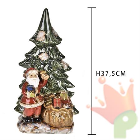 BABBO NATALE CON ALBERO IN PORCELLANA H.37,5 CM
