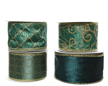 NASTRO VERDE CON DECORI ORO 2 ASS.6,3X270CM