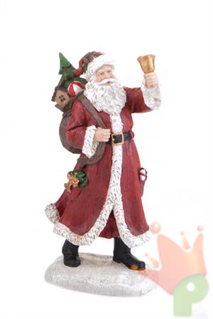 BABBO NATALE CON CAMPANA IN RESINA H. 27,5 CM