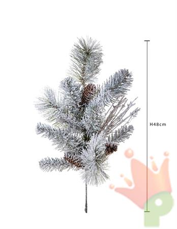RAMETTO PINO CON NEVE E PIGNE 48 CM