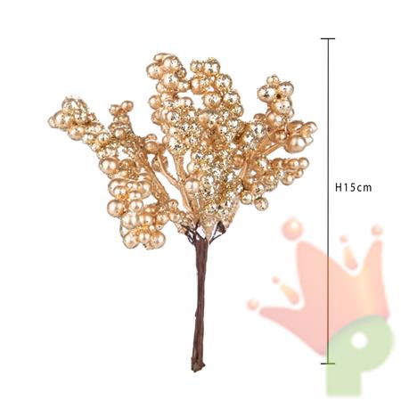 RAMETTI CON BACCHE ORO 15 CM