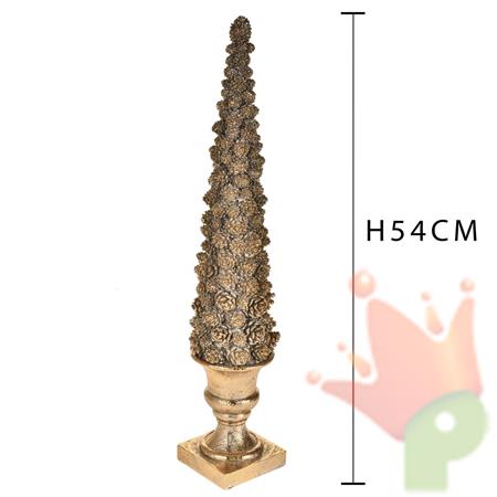 CONO NATALIZIO IN RESINA ORO CON PIEDISTALLO 54 CM