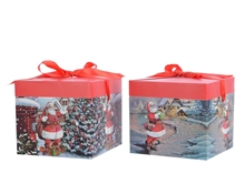 SCATOLA AUTOMONTANTE CON FIOCCO DECORAZIONI NATALIZIE 12X12X10CM
