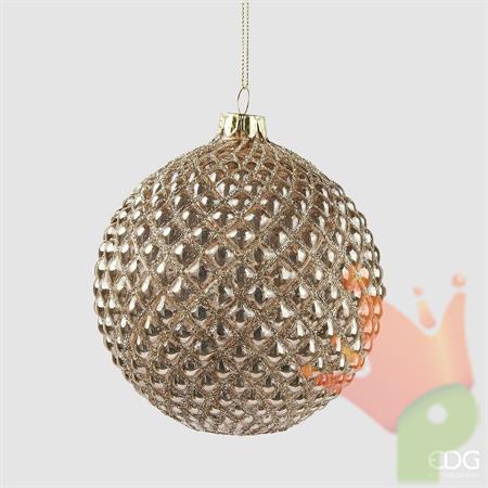 PALLINA DI NATALE A ROMBI ORO CHIARO 12 CM - EDG -