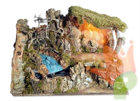 CAPANNA CON CASCATA POMPA E LUCI 50X26X36 CM