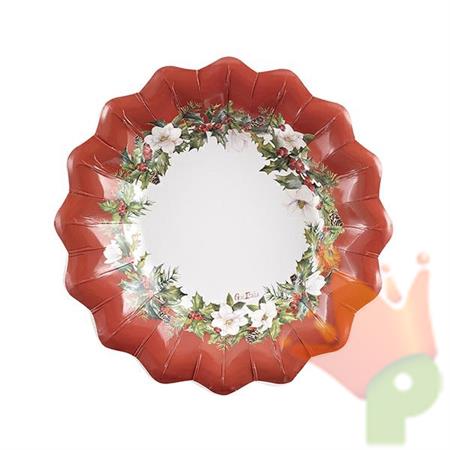 PIATTI FONDI BUON NATALE 24 CM 8 PZ